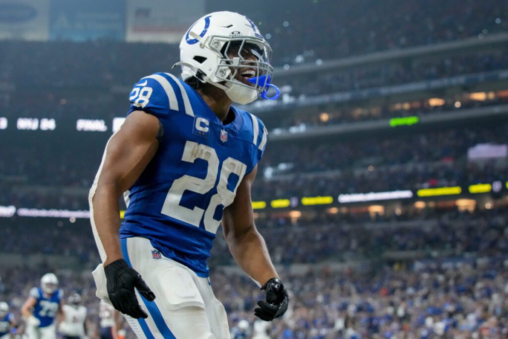 Jonathan Taylor scored three touchdowns in the Colts' 38-30 victory over the Titans last week.