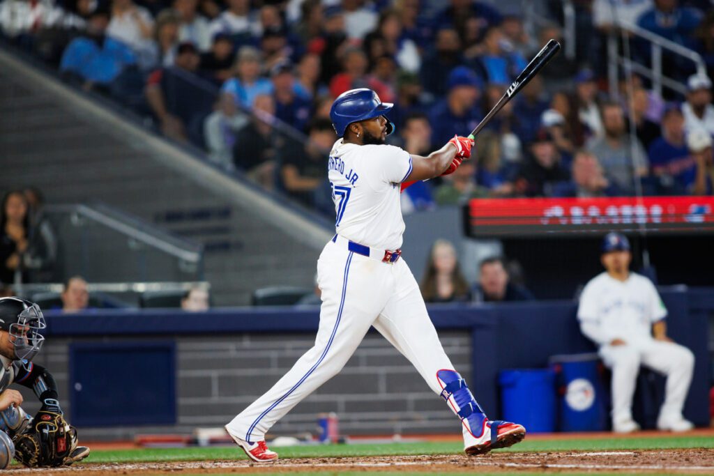 Vladdy Jr admiring a home run